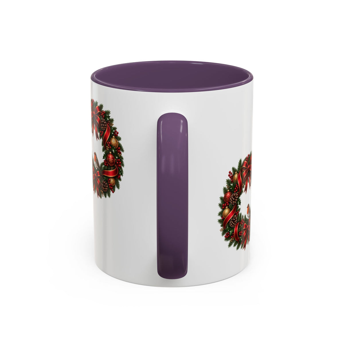 Christmas Wreath & Robin Accent Mug – Festive Christmas Mug