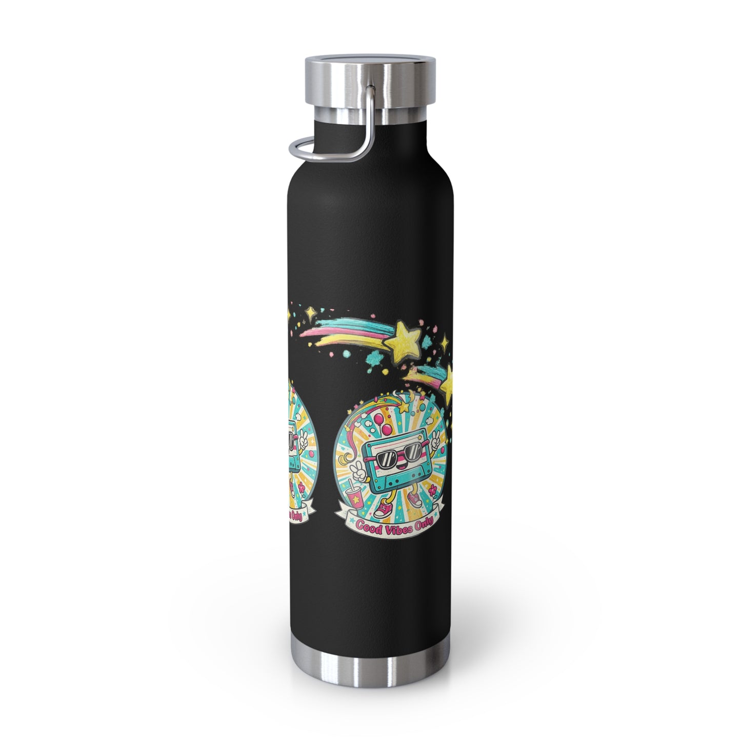 Retro Good Vibes Only Insulated Flask | Colourful Retro Travel Bottle | Stainless Steel Drinks Bottle | 80s & 90s Inspired