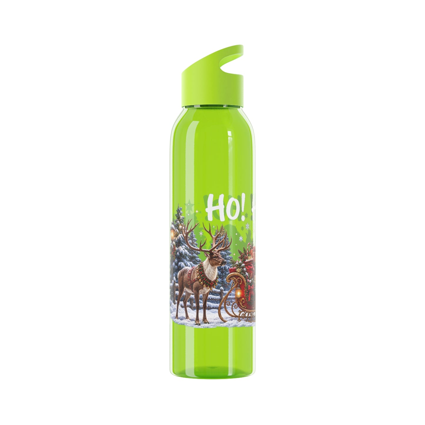 Ho Ho Ho Santa Christmas Water Bottle – Festive Sleigh Design