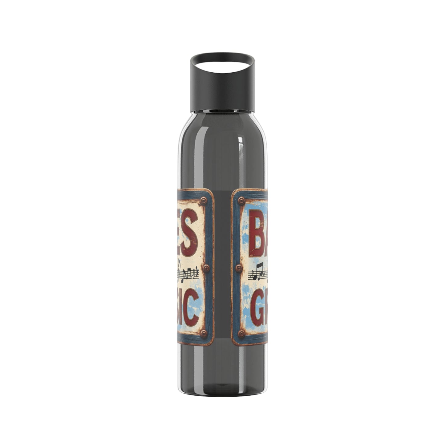 Bad Times Require Great Music Water Bottle | Reusable Sports Bottle | Vintage Music Lover Drink Bottle | Wrap Around Graphic Bottle