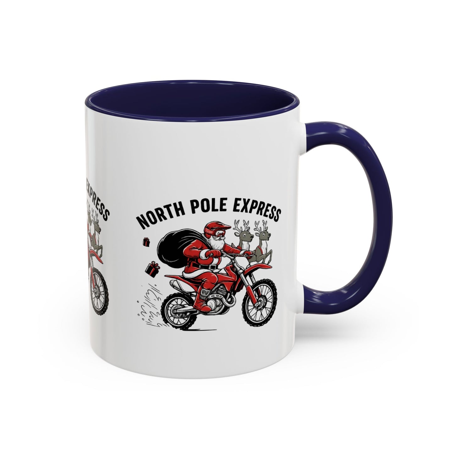 North Pole Express Motocross Santa Christmas Accent Mug