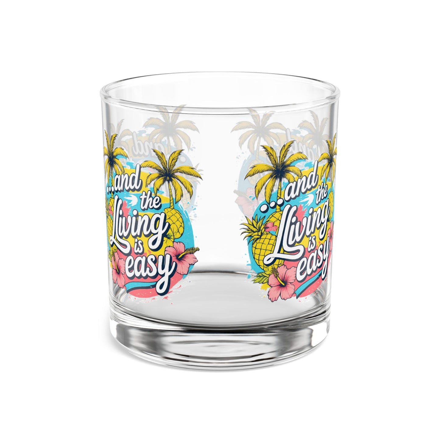 Easy Living Co. "...and the Living is Easy" Wraparound Glass Tumbler | Tropical Cocktail & Everyday Glass