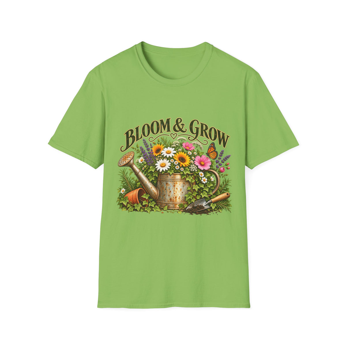 Bloom & Grow Vintage Garden – Front Print T-Shirt
