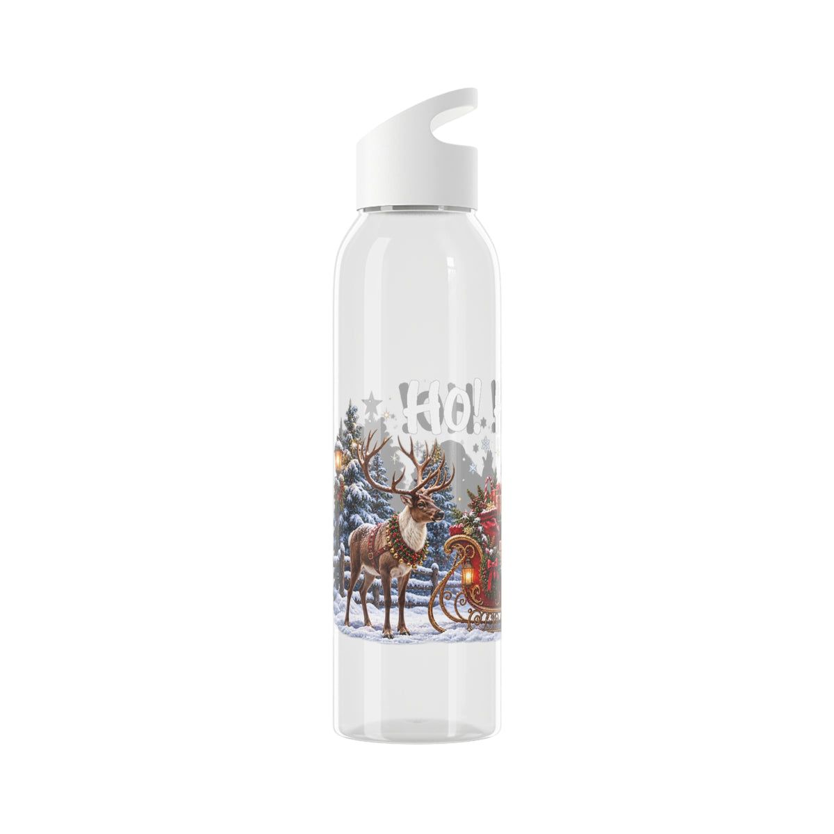 Ho Ho Ho Santa Christmas Water Bottle – Festive Sleigh Design