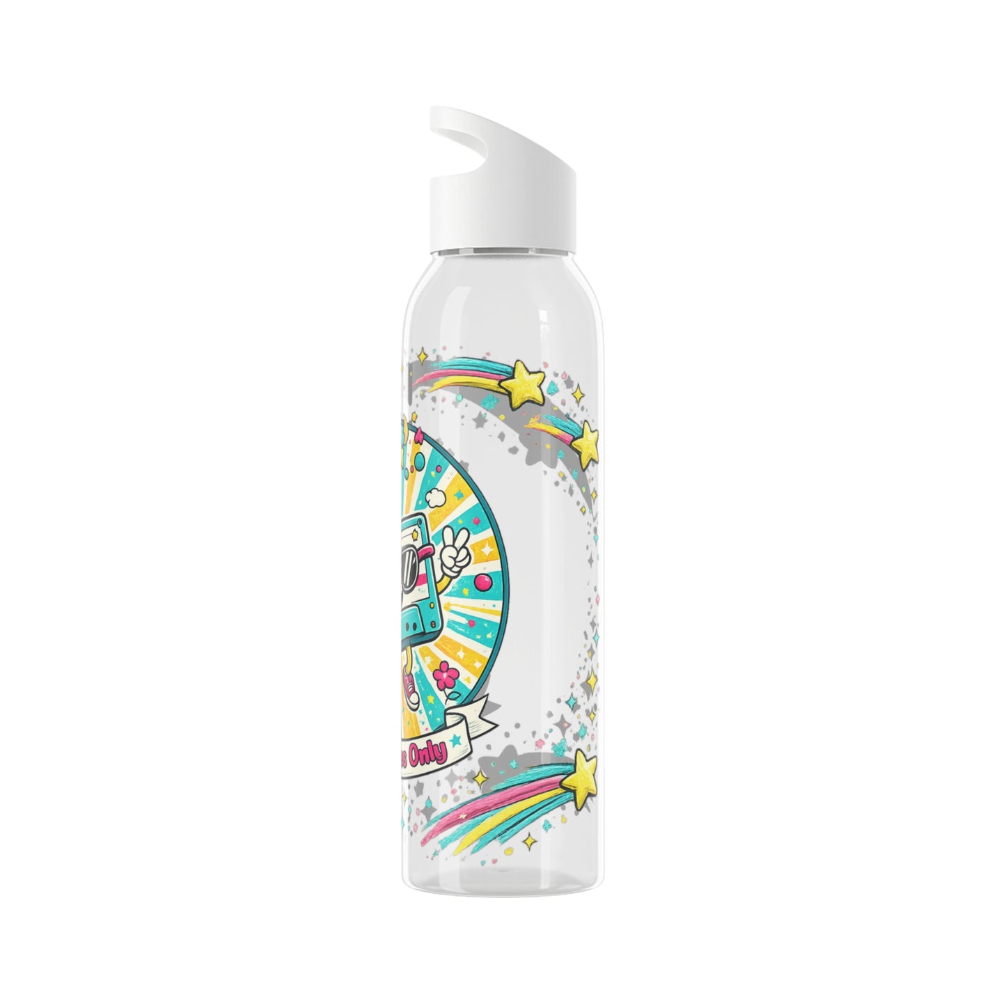 Retro Good Vibes Only Water Bottle | Colourful Reusable Drinks Bottle | Retro Cassette Bottle | 80s & 90s Inspired Hydration