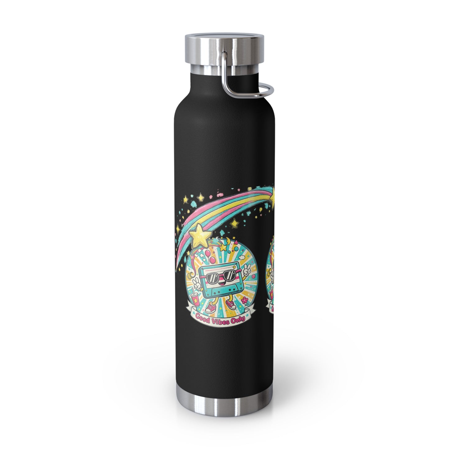 Retro Good Vibes Only Insulated Flask | Colourful Retro Travel Bottle | Stainless Steel Drinks Bottle | 80s & 90s Inspired