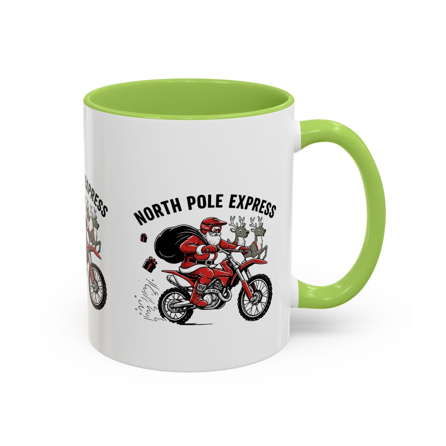 North Pole Express Motocross Santa Christmas Accent Mug