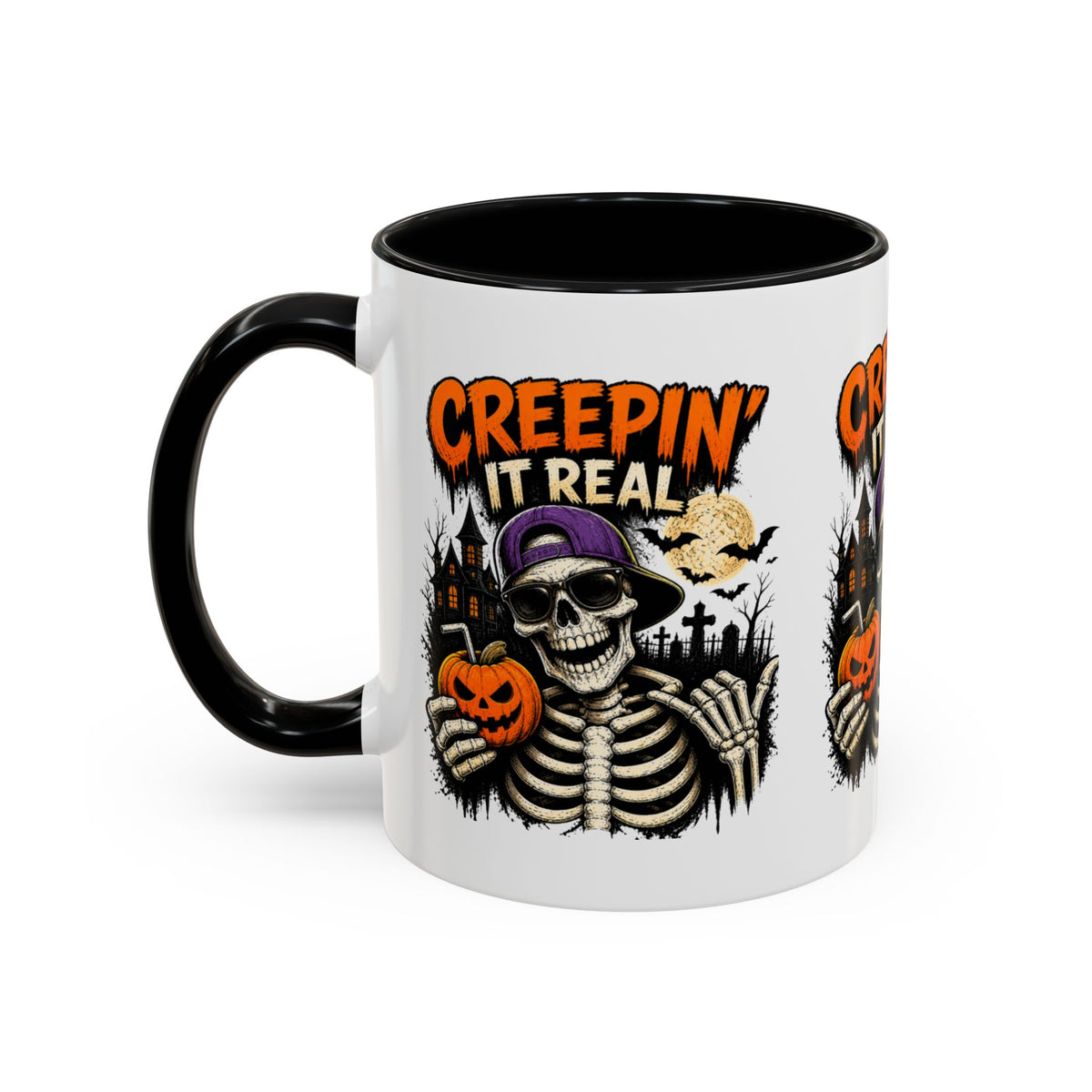 Creepin’ It Real Halloween Accent Mug – Skeleton Coffee Mug