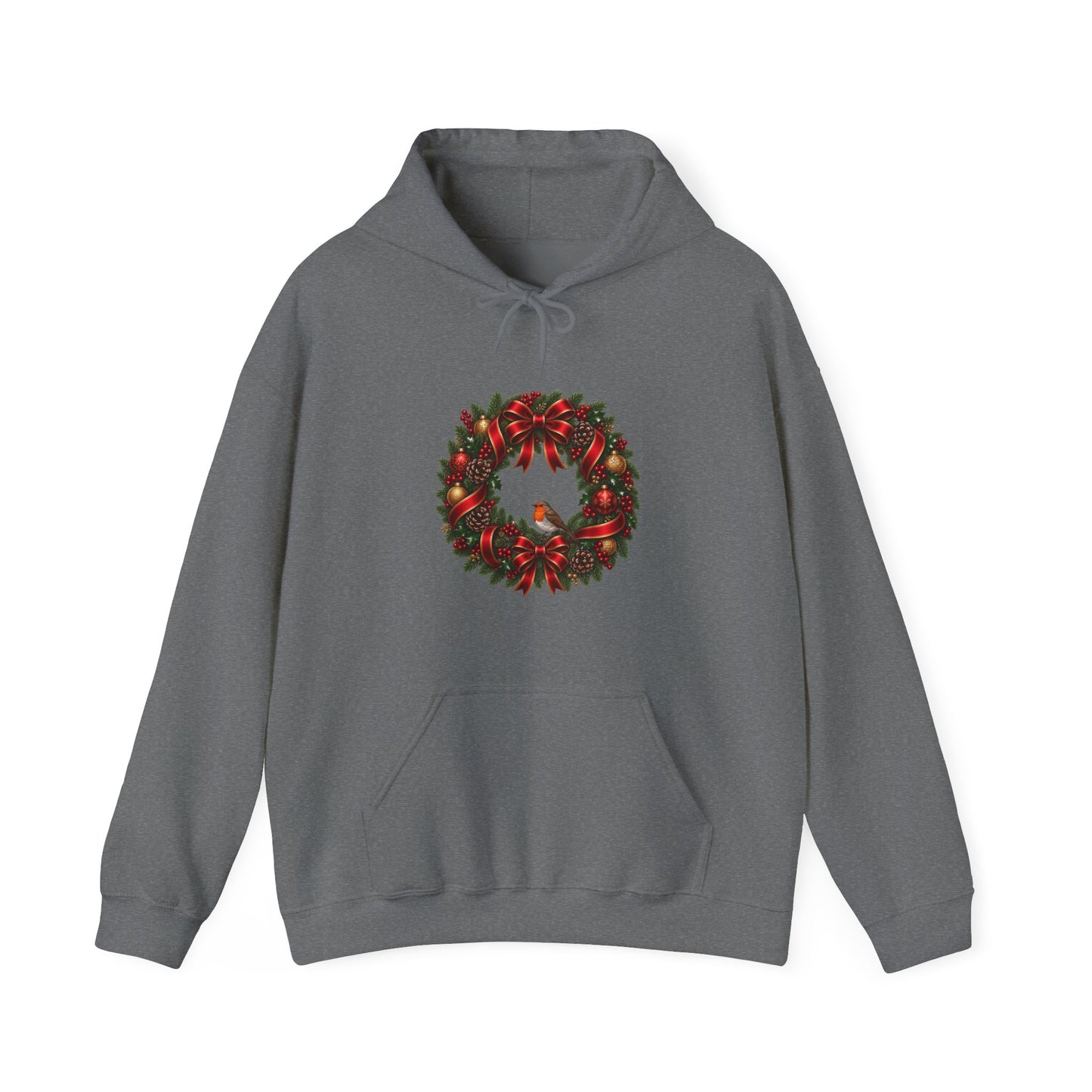 Christmas Wreath & Robin Hoodie – Festive Christmas Hoodie