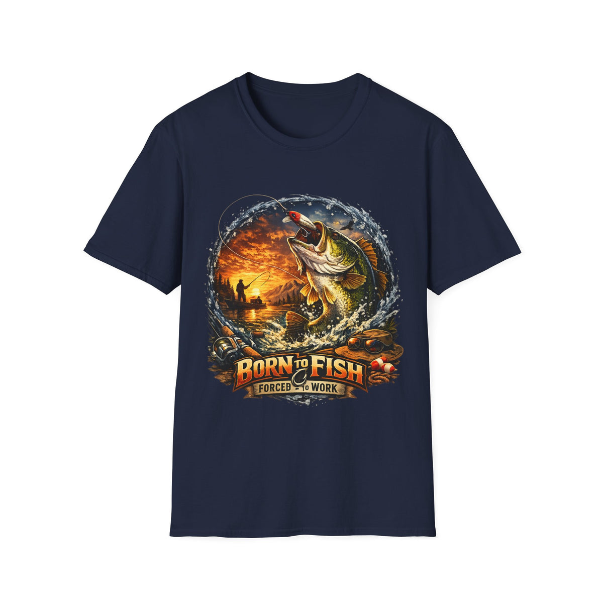 Born to Fish Forced to Work T-Shirt – Fishing Graphic Tee