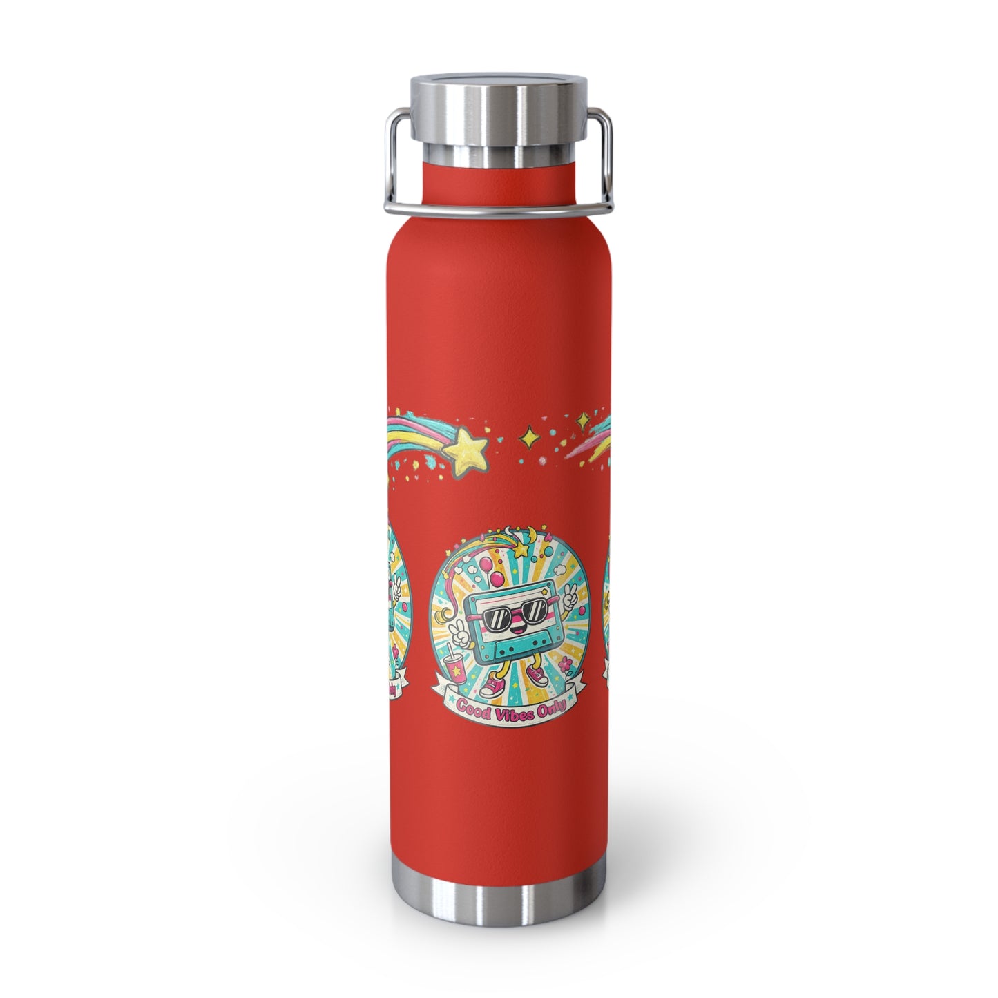 Retro Good Vibes Only Insulated Flask | Colourful Retro Travel Bottle | Stainless Steel Drinks Bottle | 80s & 90s Inspired