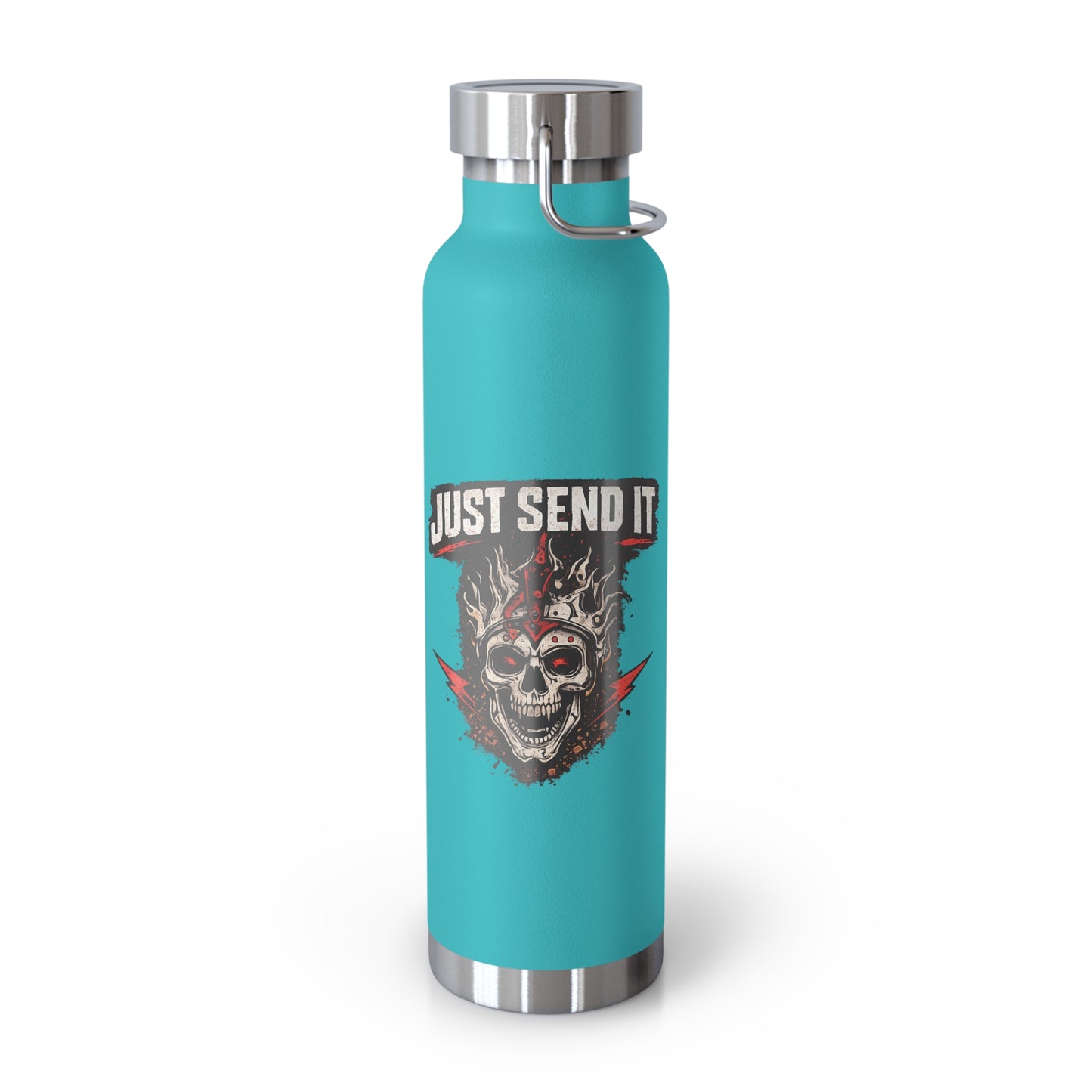 Just Send It Flask   22oz Copper-Insulated Skull & Flames Water Bottle