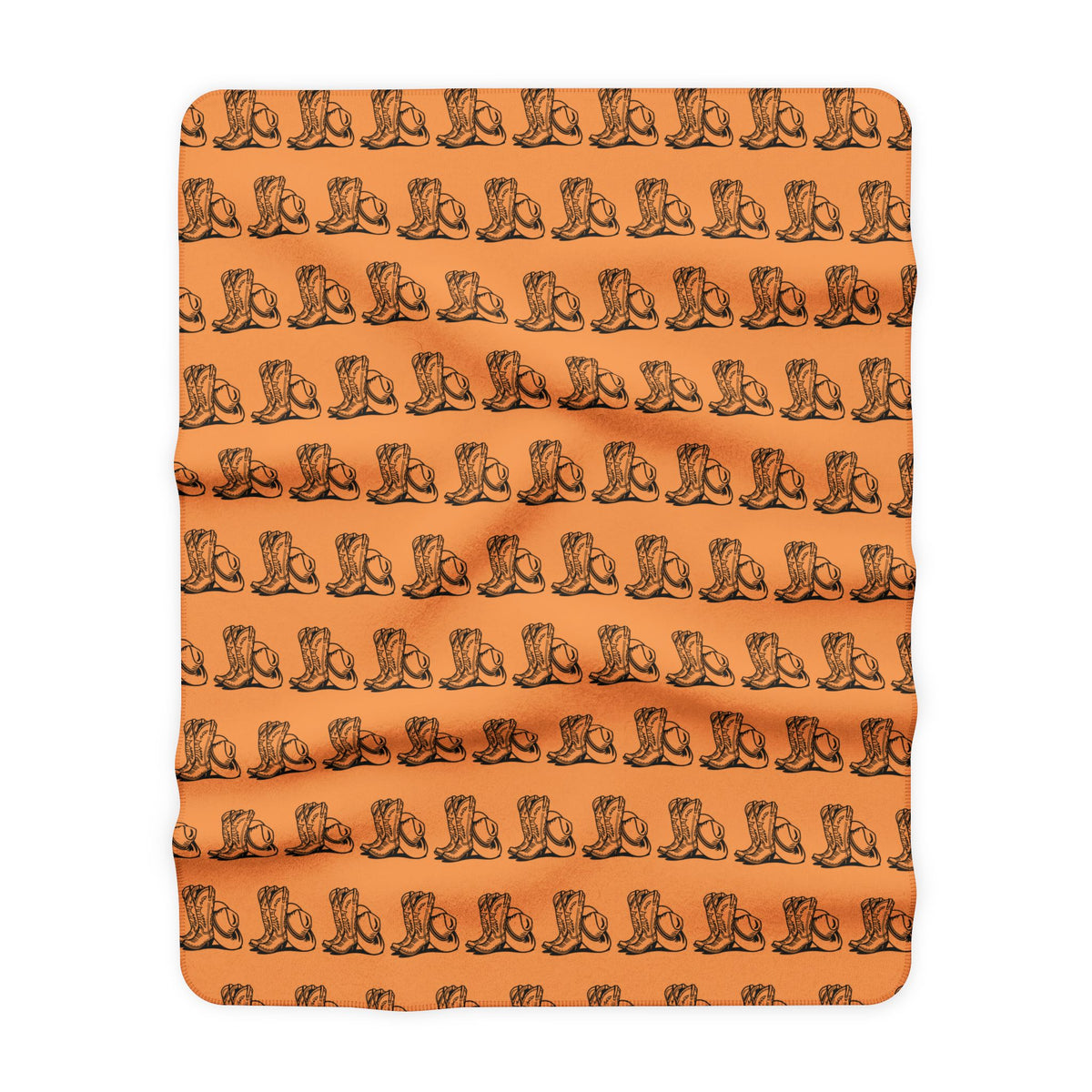 Cowboy Boots & Hat Terracotta Sherpa Throw Blanket