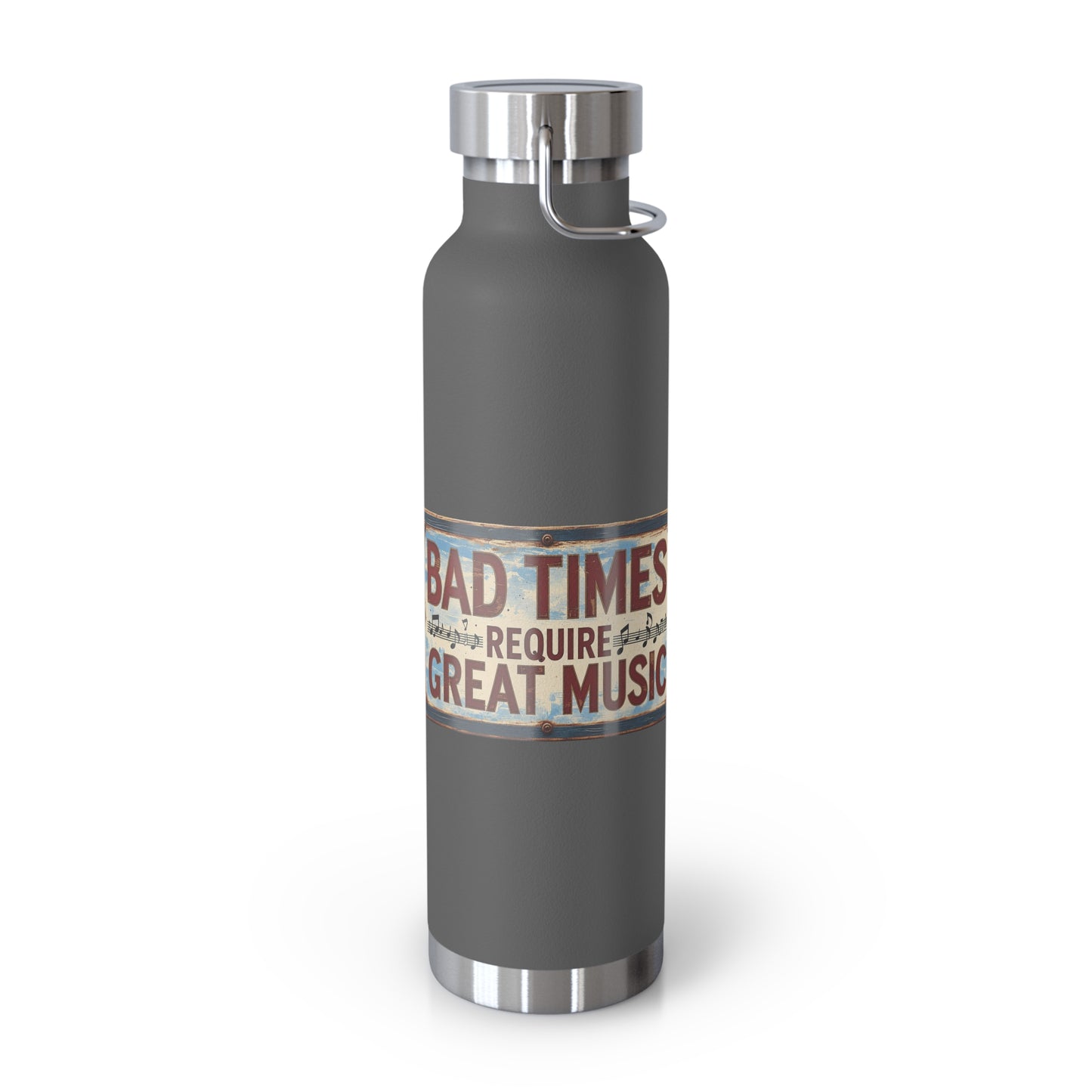 Bad Times Require Great Music Insulated Water Bottle | Stainless Steel Travel Flask | Vintage Music Lover Bottle | Double Wall Vacuum Flask