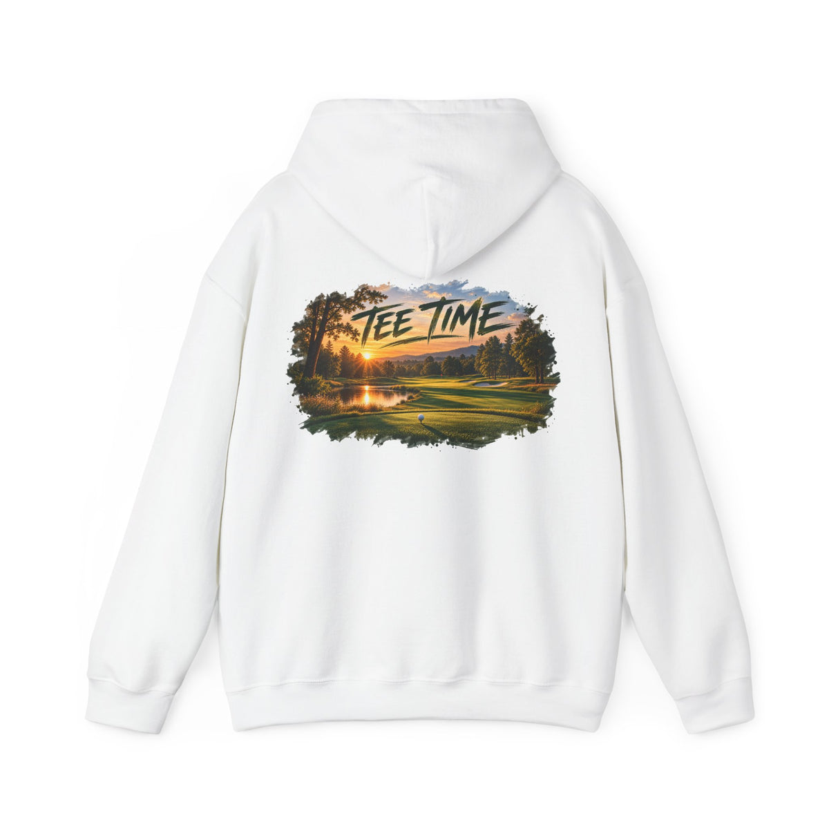 Tee Time Golf Hoodie – Sunset Golf Course Back Print
