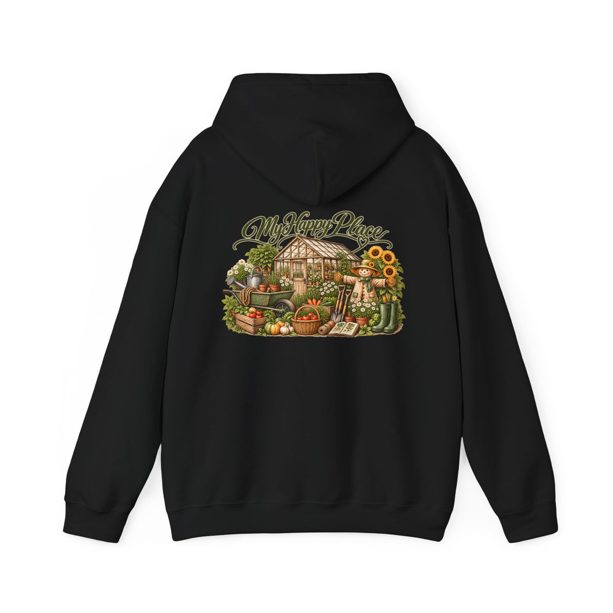 My Happy Place Greenhouse – Back Print Hoodie