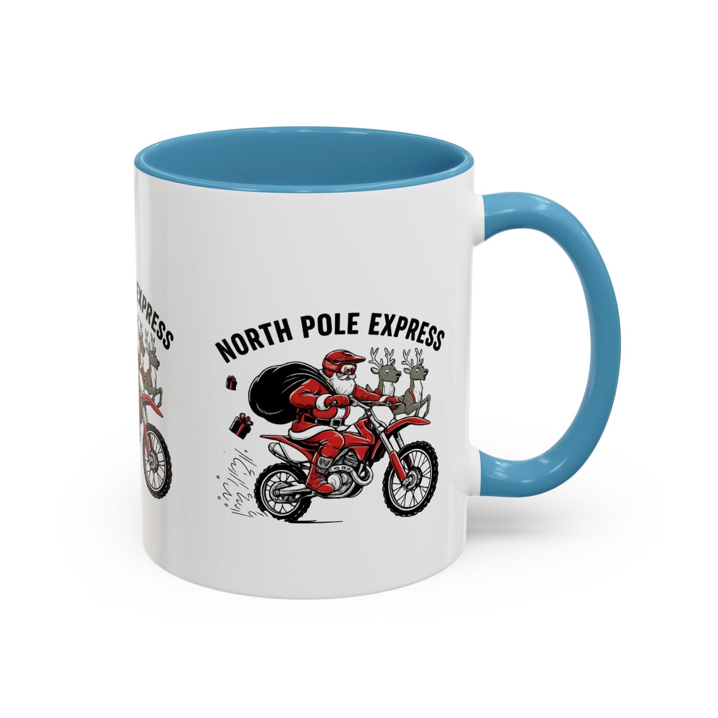 North Pole Express Motocross Santa Christmas Accent Mug