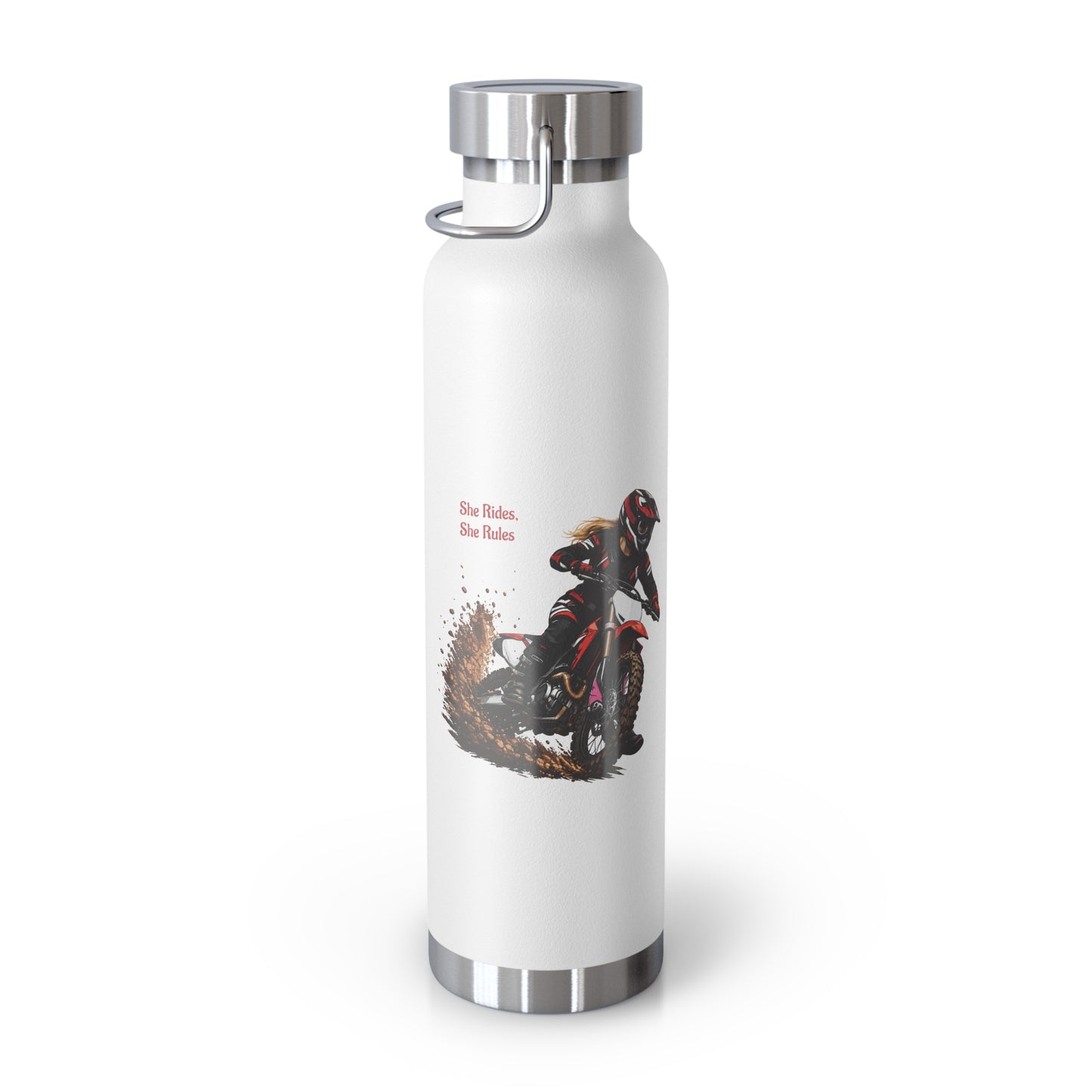 She Rides She Rules Motocross Insulated Flask