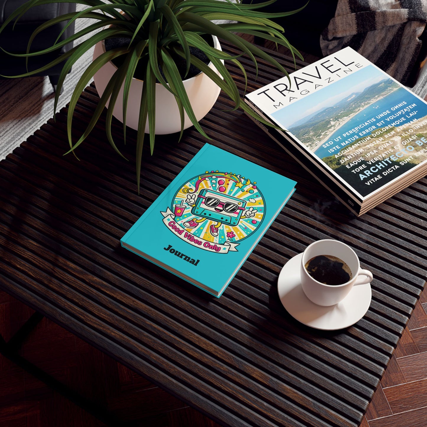 Retro Good Vibes Only Journal | Colourful Hardback Notebook | Retro Cassette Journal | 80s and 90s Inspired Gift