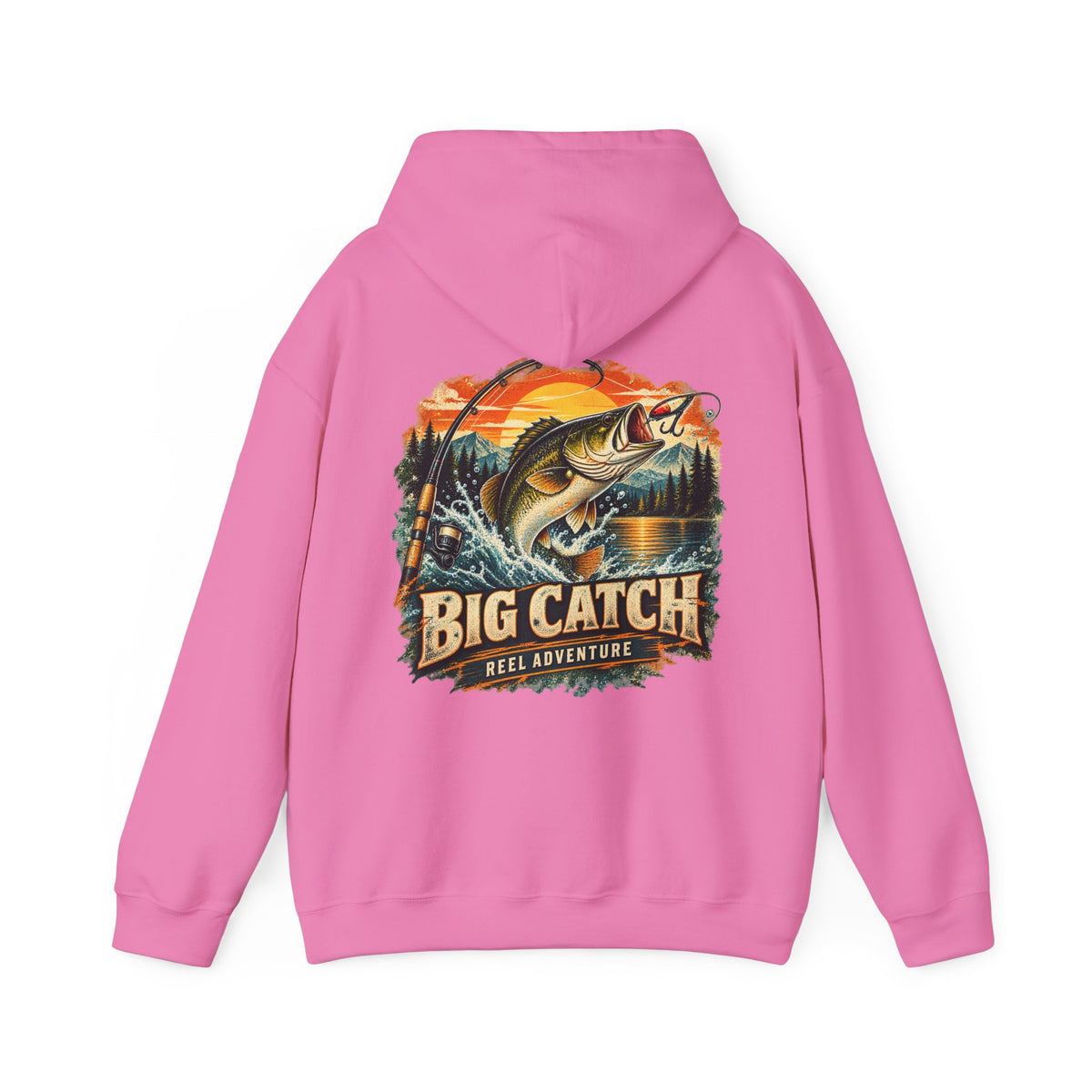 Big Catch Reel Adventure Back Print Hoodie – Vintage Fishing Hoodie
