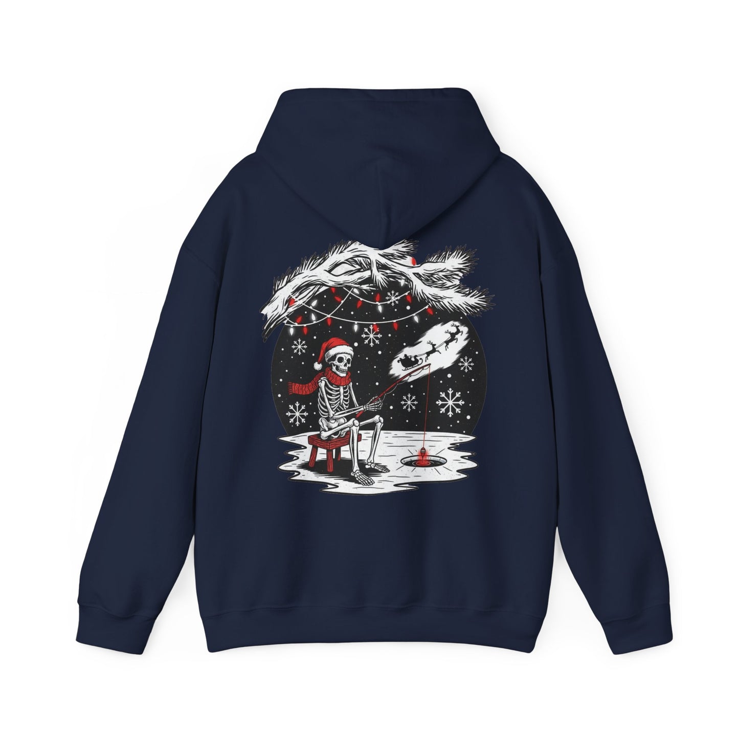Merry Fishing Christmas Hoodie – Skeleton Fisherman Festive Hoodie
