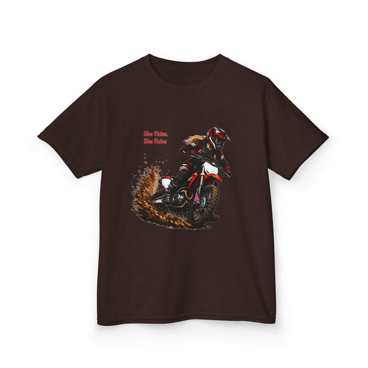 She Rides She Rules Youth T-Shirt – Girls Motocross Tee