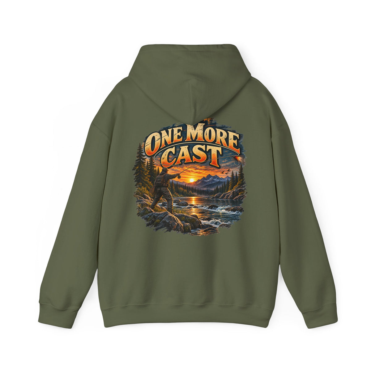 One More Cast Back Print Hoodie – Vintage Fishing Hoodie