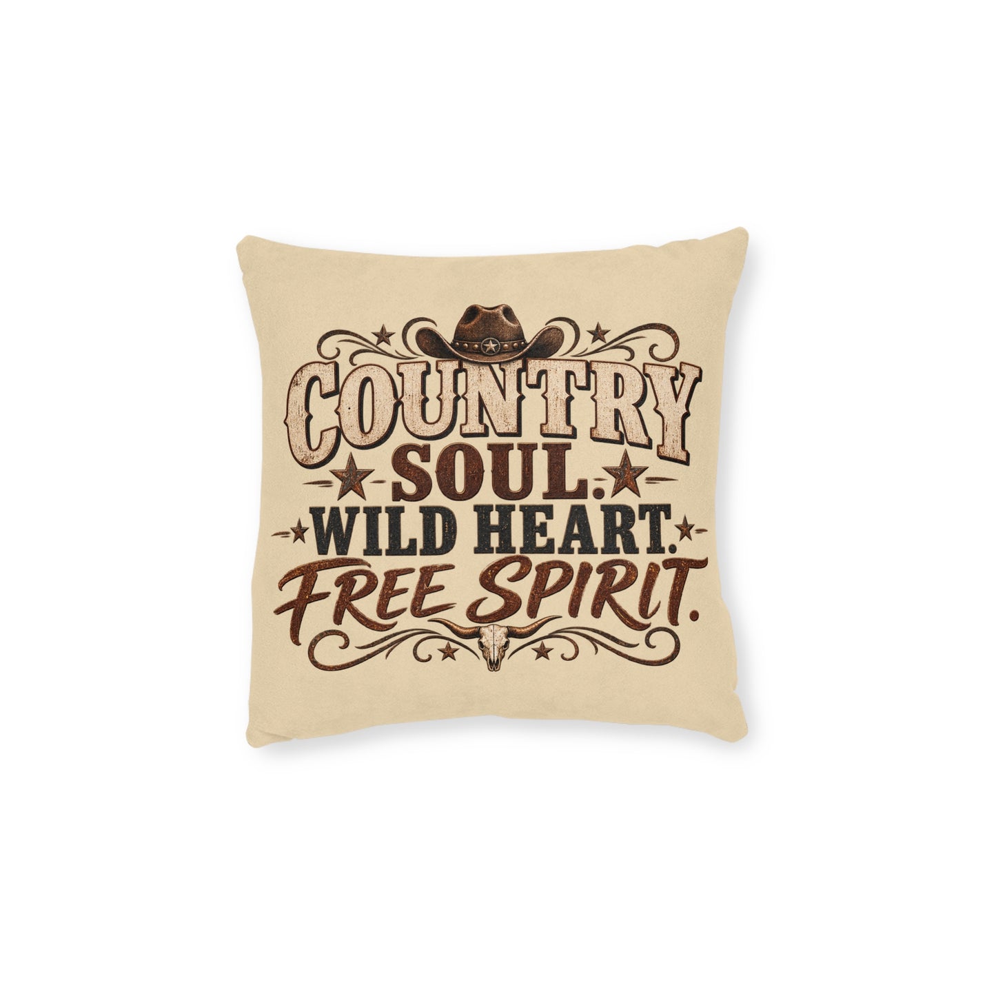 Country Soul Wild Heart Free Spirit Cushion – Western Country Pillow