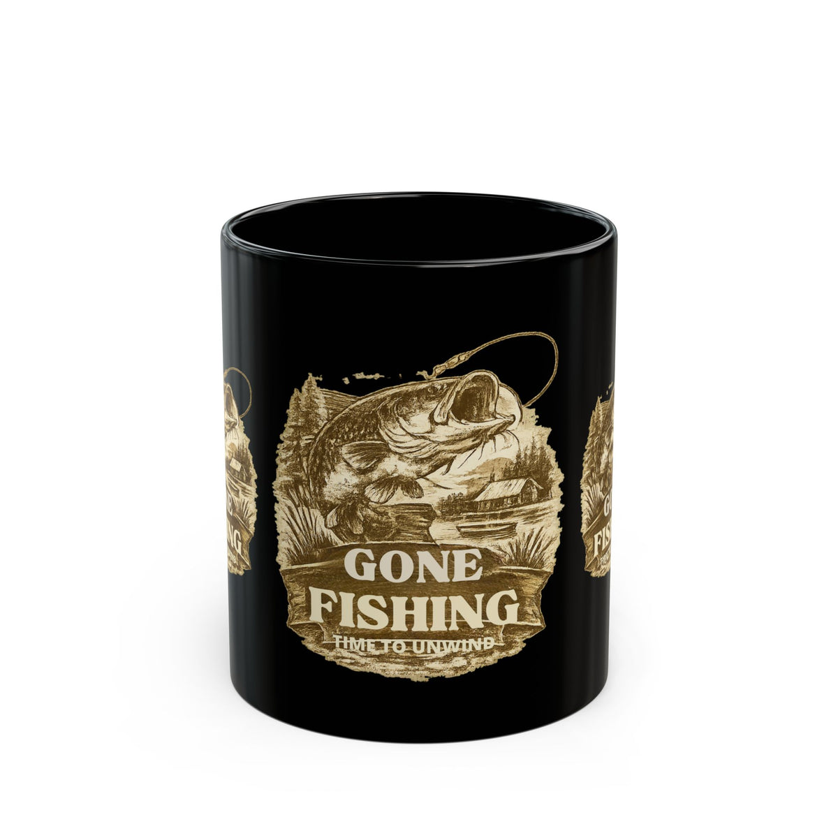 Gone Fishing Sepia Vintage Tasse