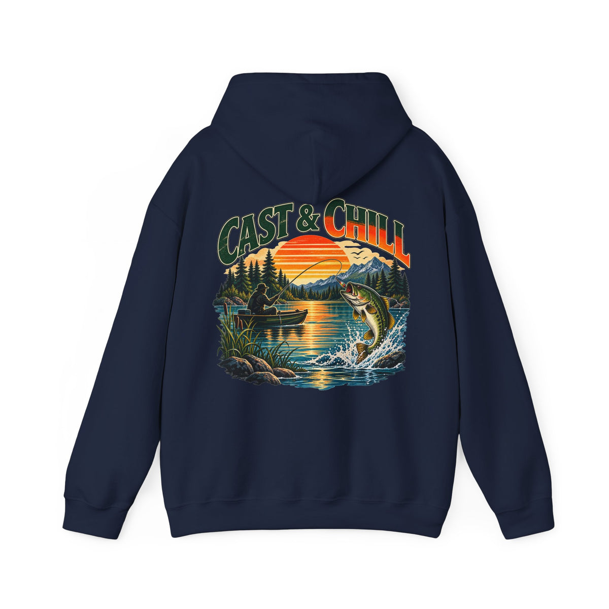 Cast & Chill Back Print Hoodie – Vintage Fishing Hoodie