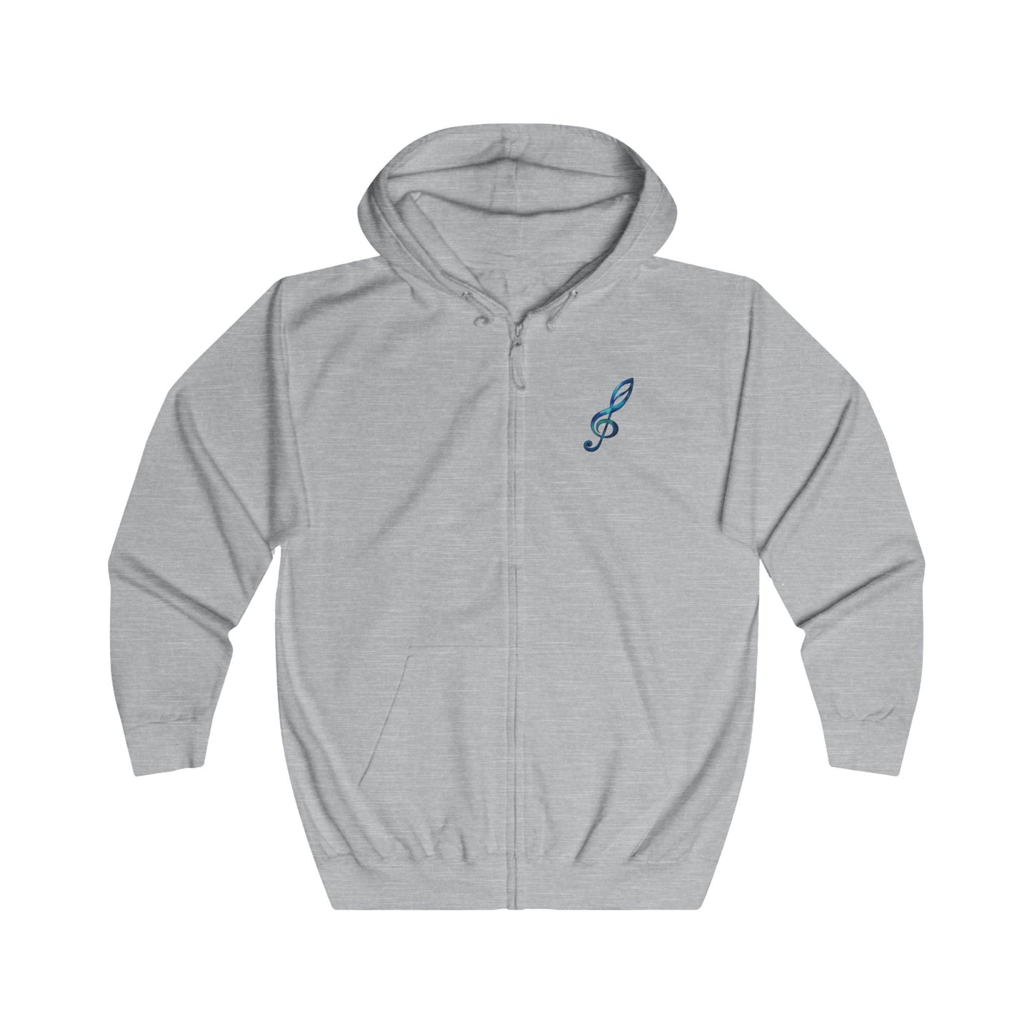 Sweat à capuche zippé Notes de musique clé de sol – Motif unique sur la poitrine et dans le dos
