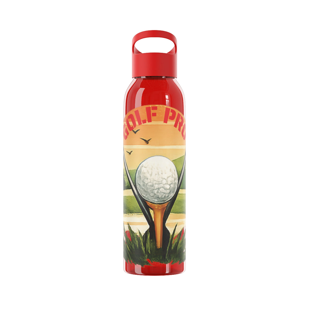 Gourde Golf Pro — Design rétro « Sunset » avec balle et tee de golf