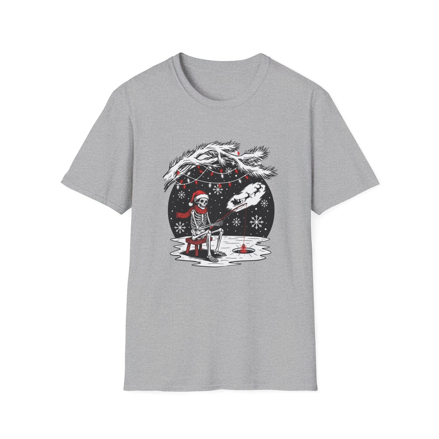 Merry Fishing Christmas T-Shirt – Festive Skeleton Fishing Tee