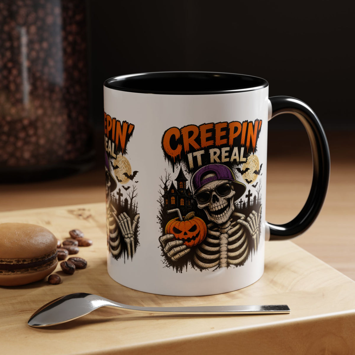 Creepin’ It Real Halloween Accent Mug – Skeleton Coffee Mug