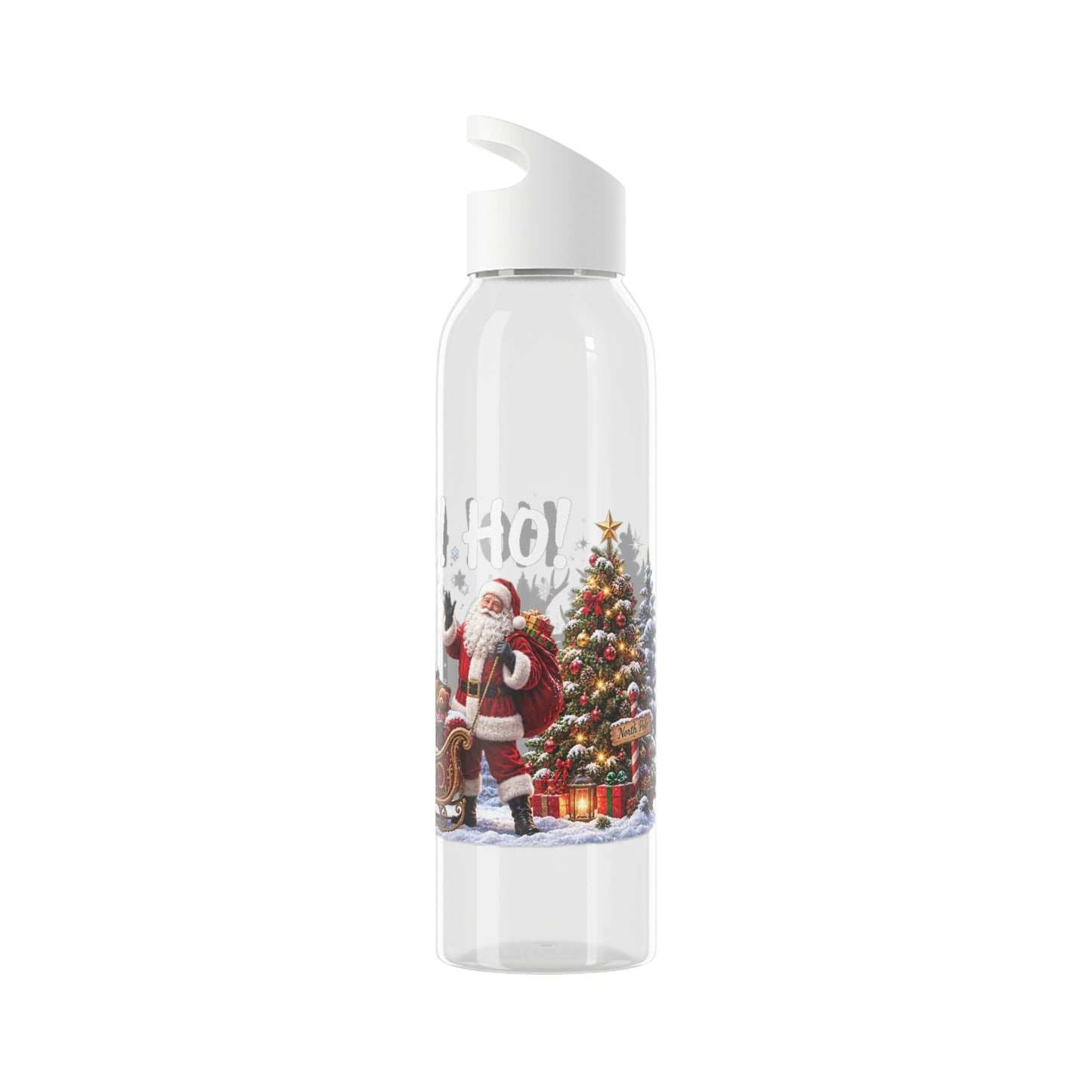 Ho Ho Ho Santa Christmas Water Bottle – Festive Sleigh Design