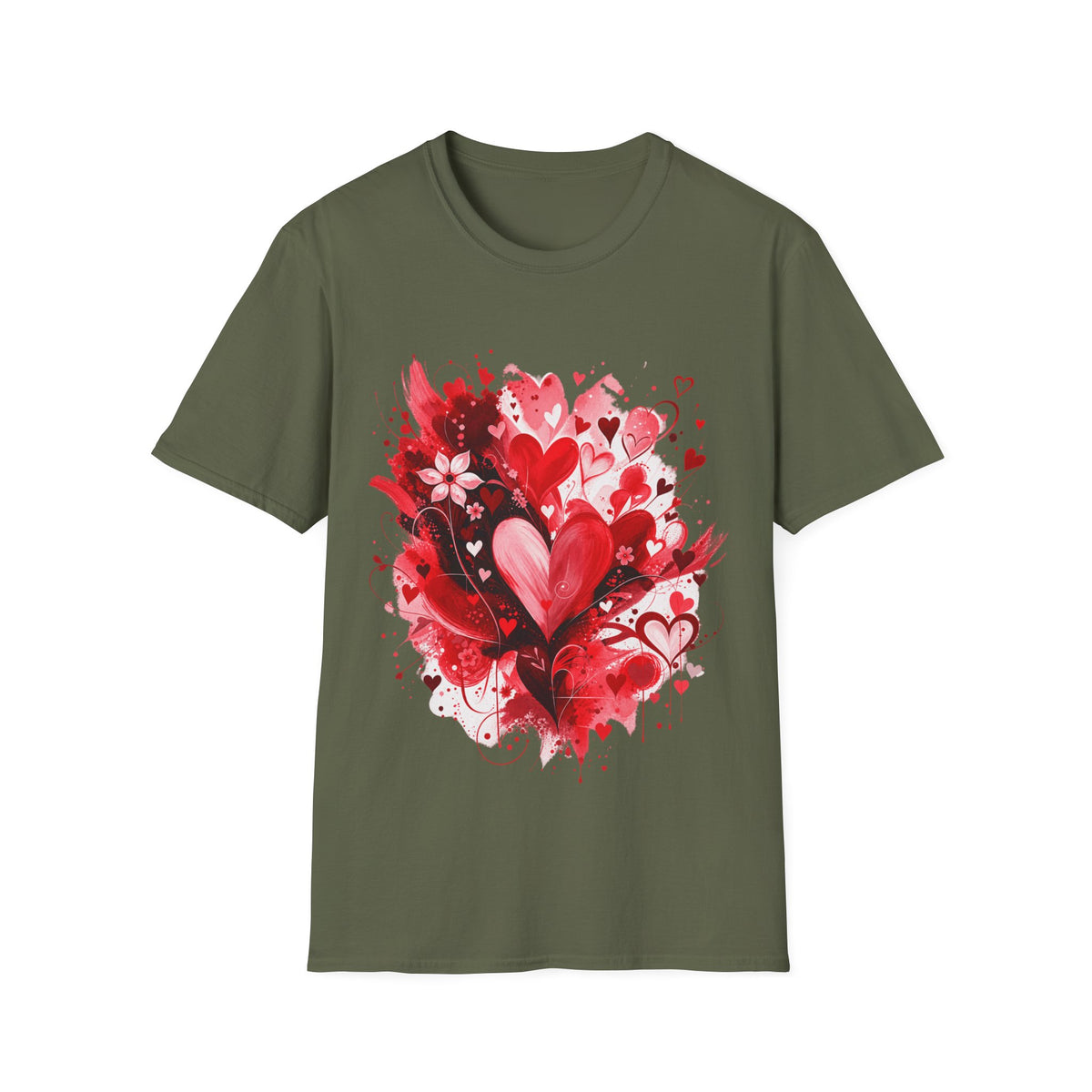 Floral Hearts T-Shirt | Red Heart & Floral Graphic Tee