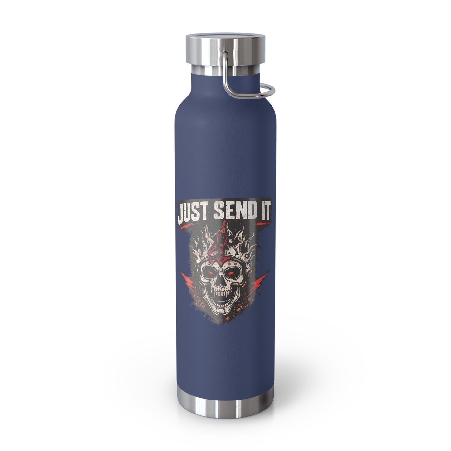 Just Send It Flask   22oz Copper-Insulated Skull & Flames Water Bottle