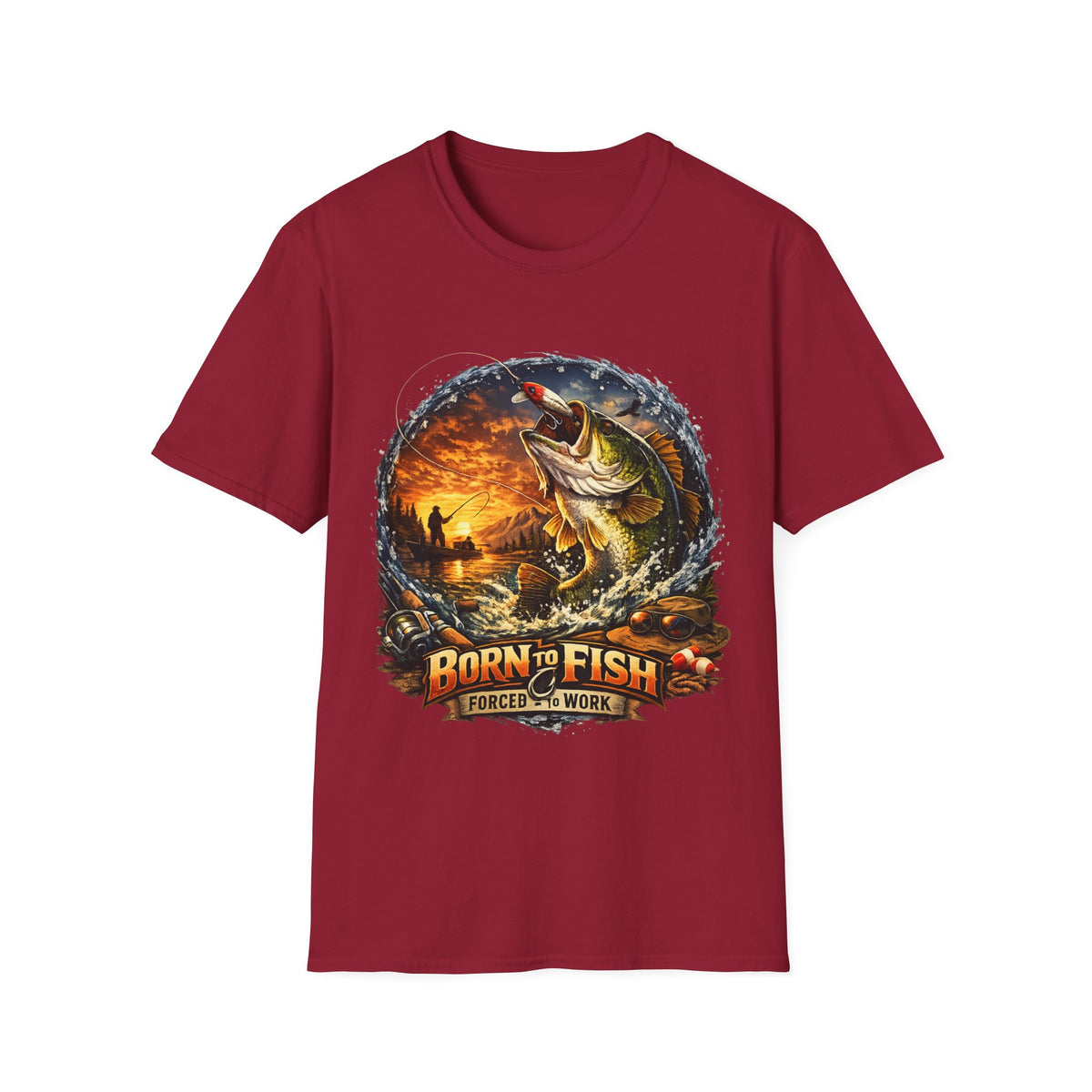 Born to Fish Forced to Work T-Shirt – Fishing Graphic Tee
