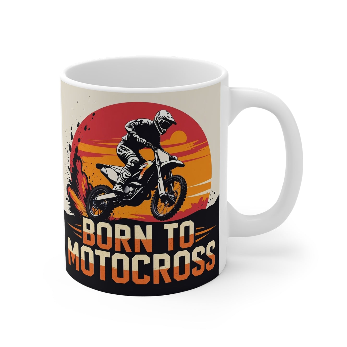 Motocross Mug - Born to Motocross Coffee or Tea Cup, Perfect Gift for Dirt Bike Lovers, Riders, Sports Fans, Birthday or Celebration