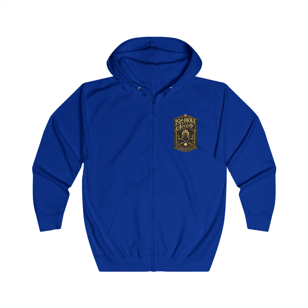 19th Hole Society Champagne and Golf Zip Hoodie