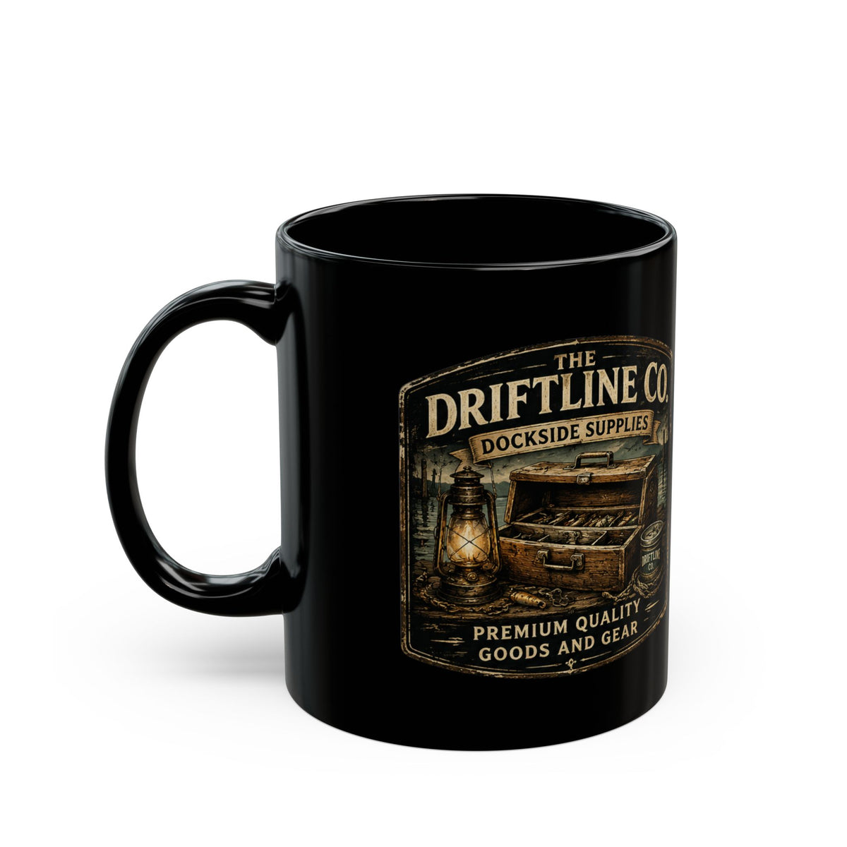 The Driftline Company – Dockside Supplies Black Fishing Mug