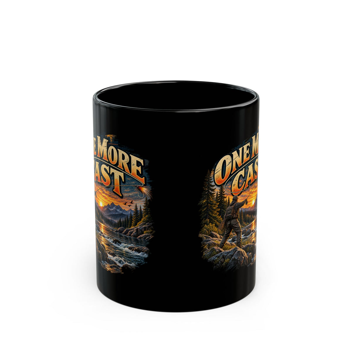 One More Cast Black Fishing Mug – Vintage Angler Mug