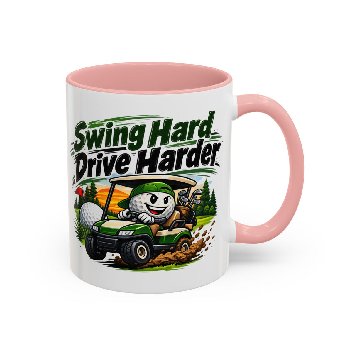 Swing Hard Golf Accent Mug – Drive Harder Golf Cart Design