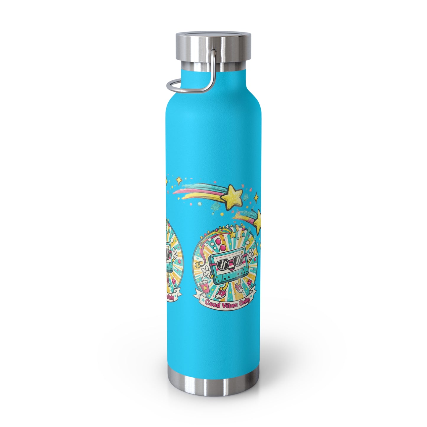 Retro Good Vibes Only Insulated Flask | Colourful Retro Travel Bottle | Stainless Steel Drinks Bottle | 80s & 90s Inspired