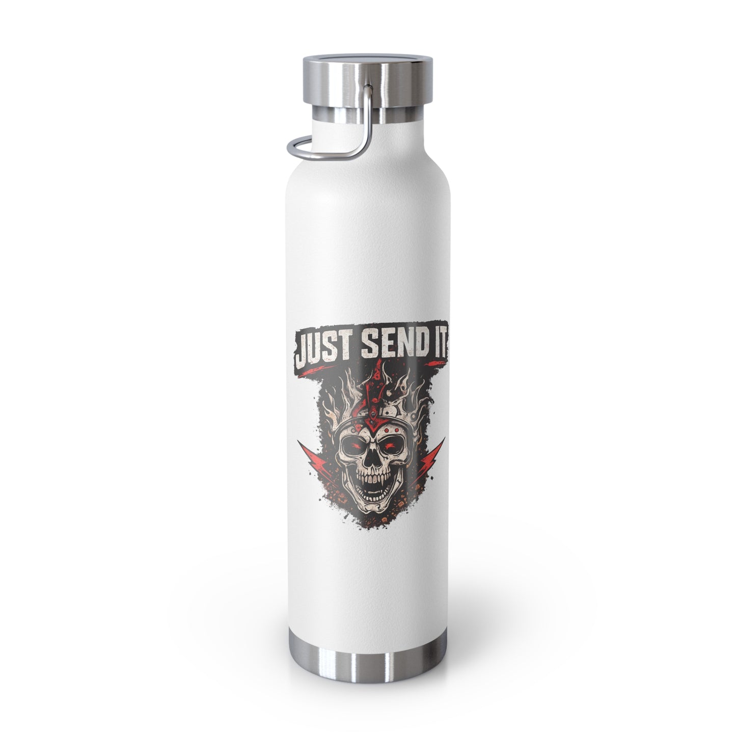 Just Send It Flask   22oz Copper-Insulated Skull & Flames Water Bottle
