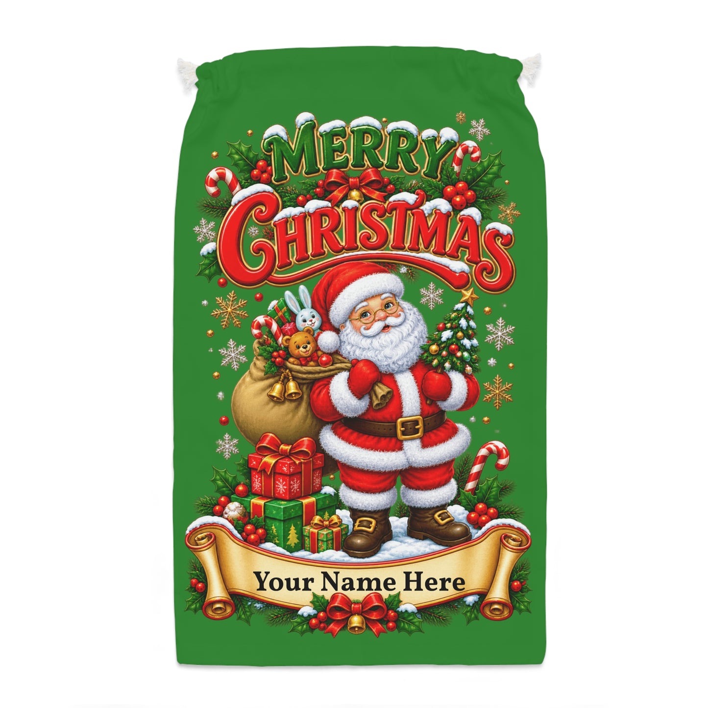 Personalised Santa’s Christmas Delivery Sack – Green Christmas Gift Sack