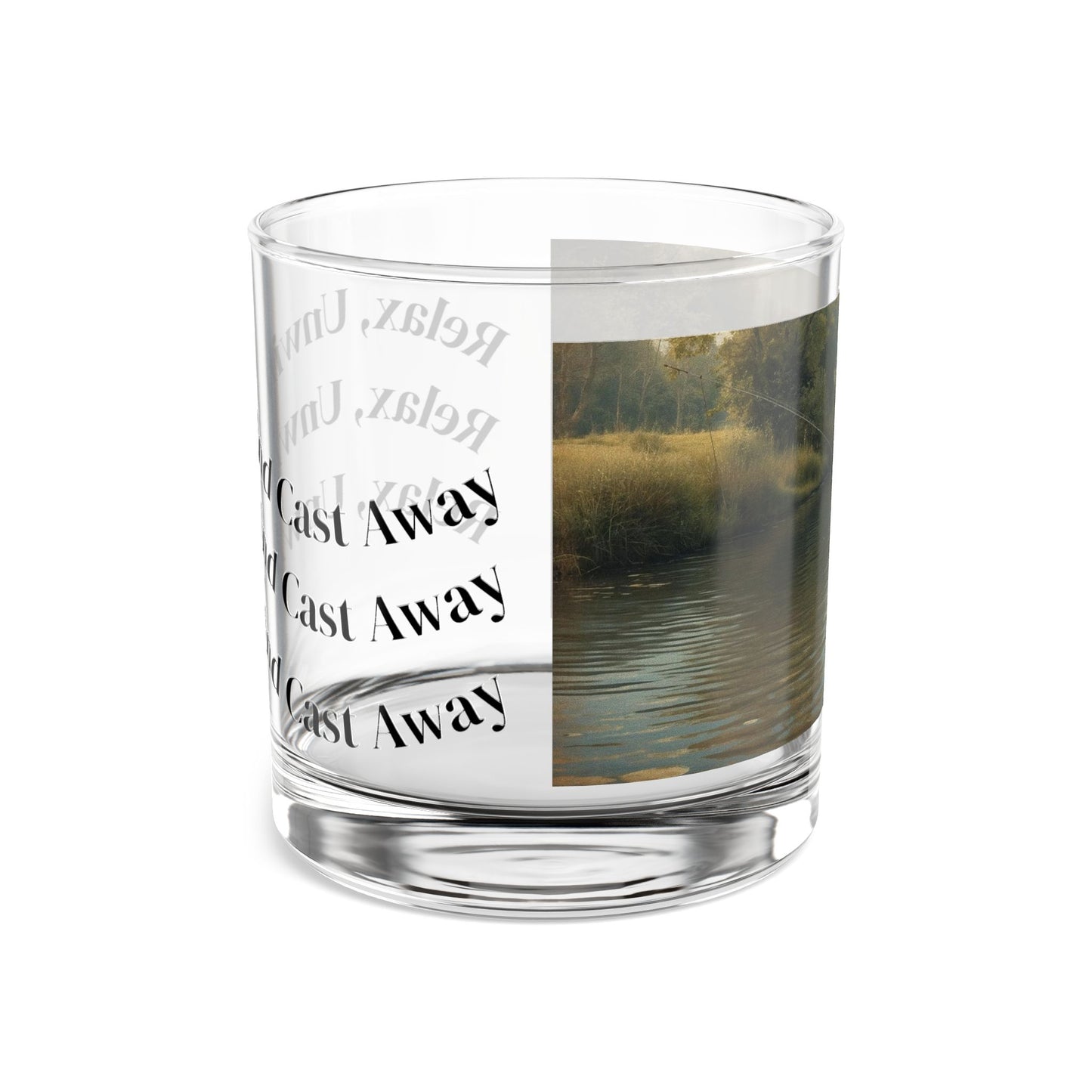 Fishing Rocks Glass,   Unwind and Cast Away ,  Perfect Gift for Home, Office, or Celebrations