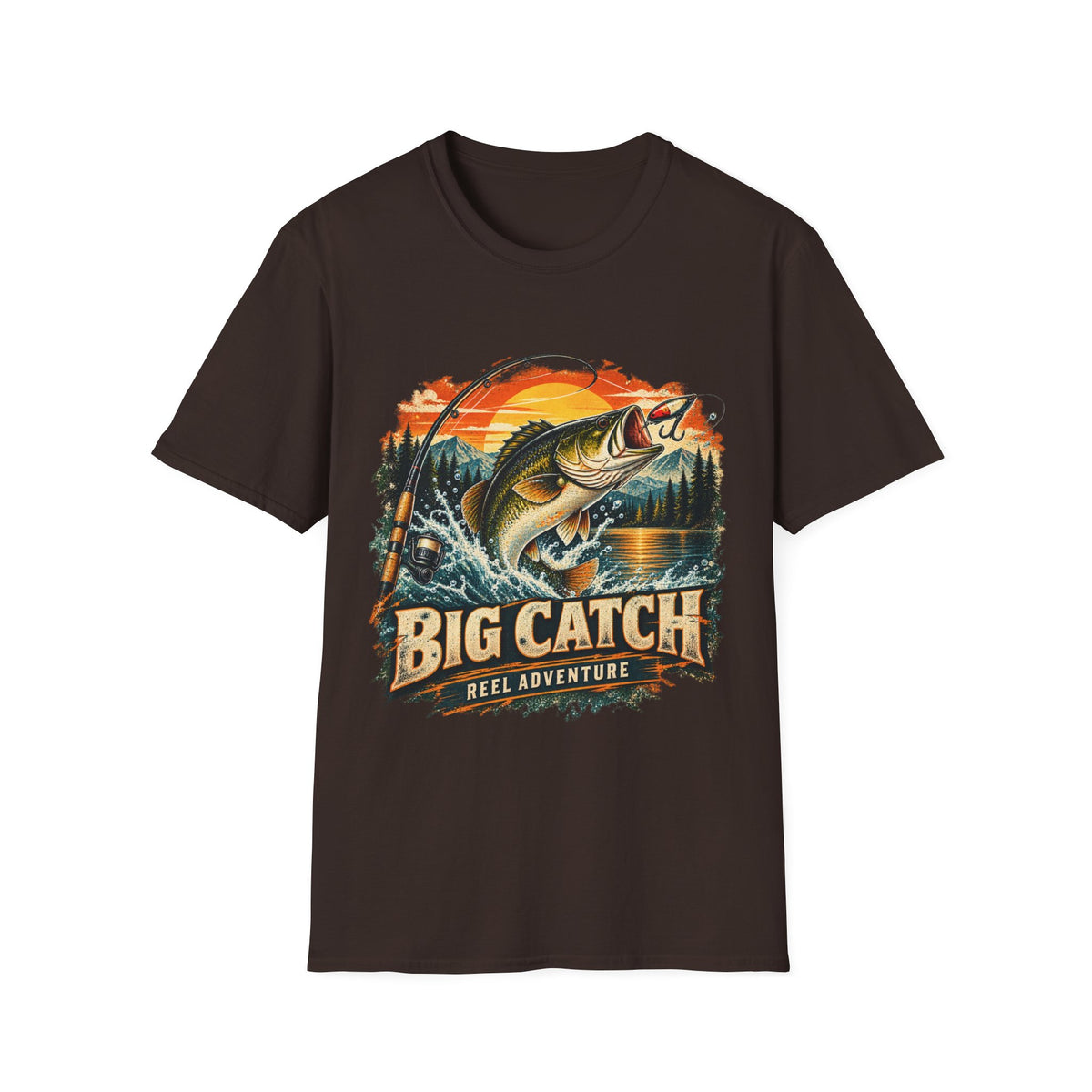 Big Catch Reel Adventure Fishing T-Shirt – Vintage Angler Graphic Tee