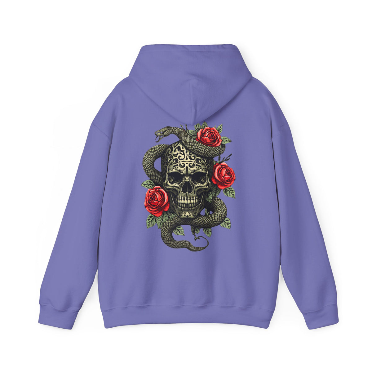 Kapuzenpullover Eiserner Schädel mit Schlange und Rosen | Rückendruck