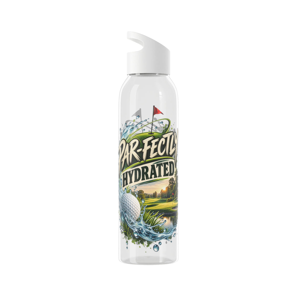 Bouteille d'eau de golf parfaitement hydratée Motif scène de golf dans une gamme de couleurs